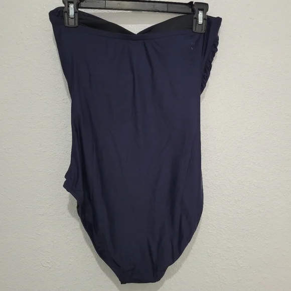 J Crew Ruched bandeau one-piece swimsuit, NWT, Sz 10 Navy - Picture 8 of 11